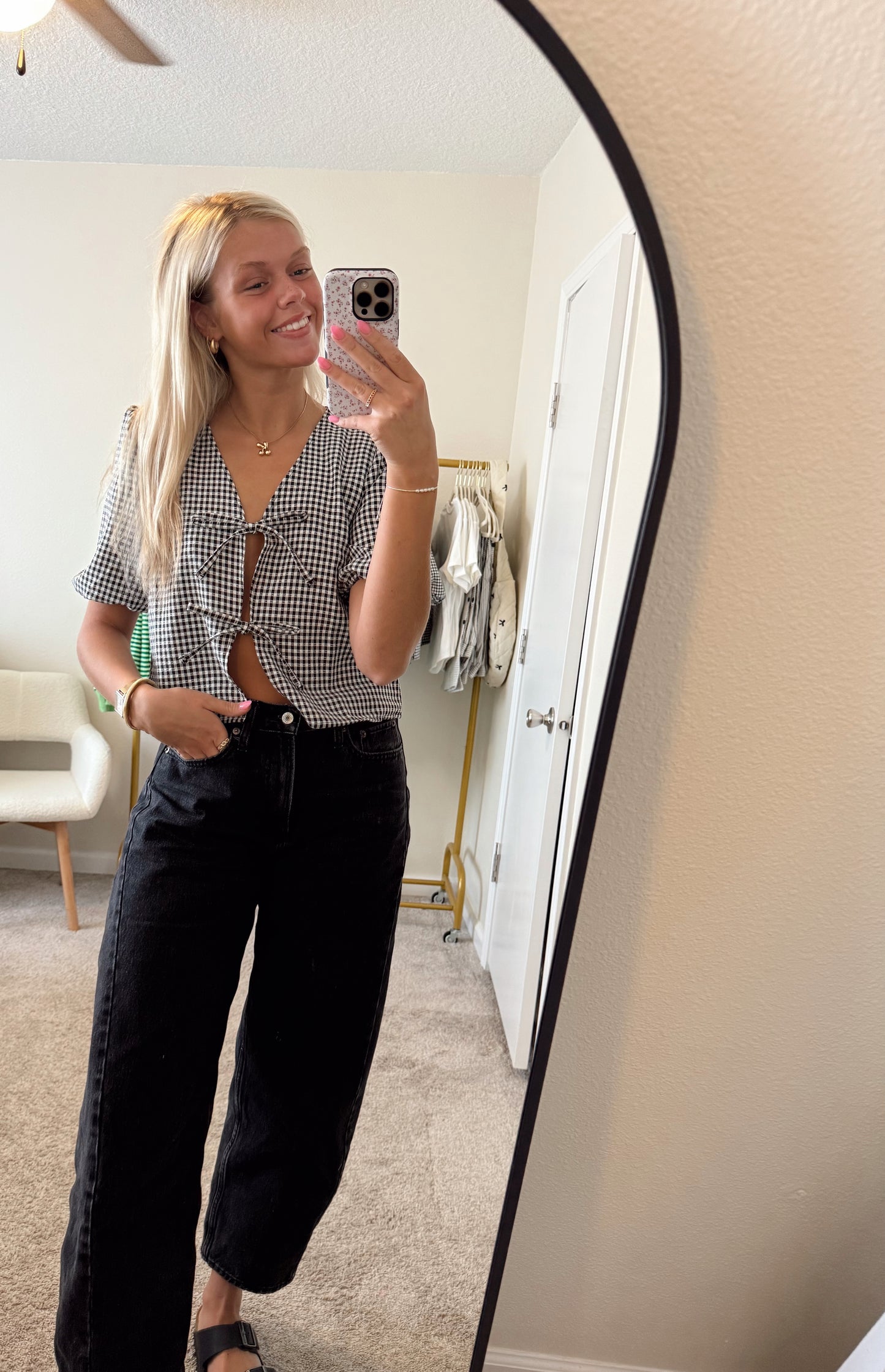Gingham Print Bow Tie