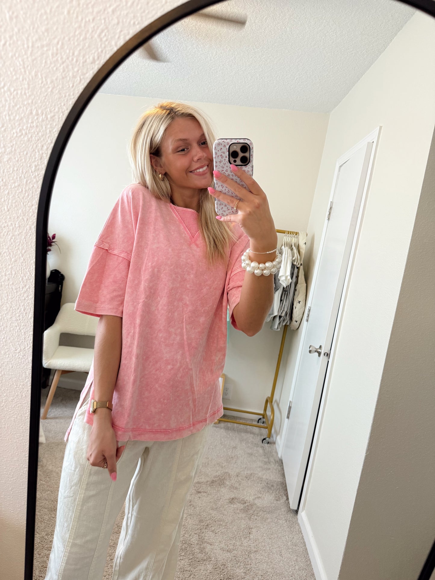 Strawberry Pink Oversized Tee