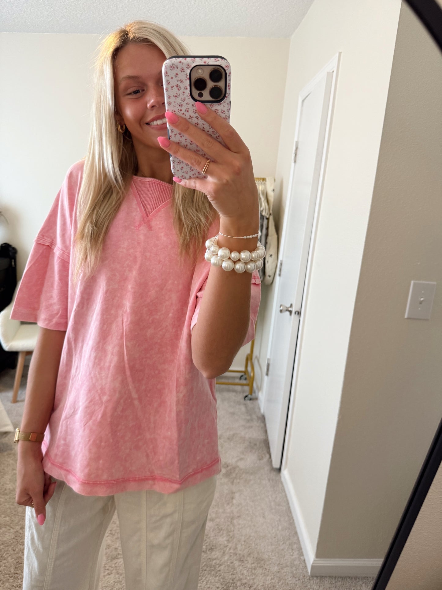 Strawberry Pink Oversized Tee