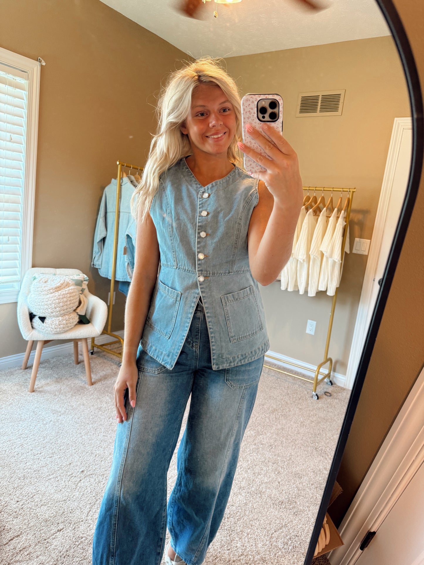 Button-Up Denim Vest
