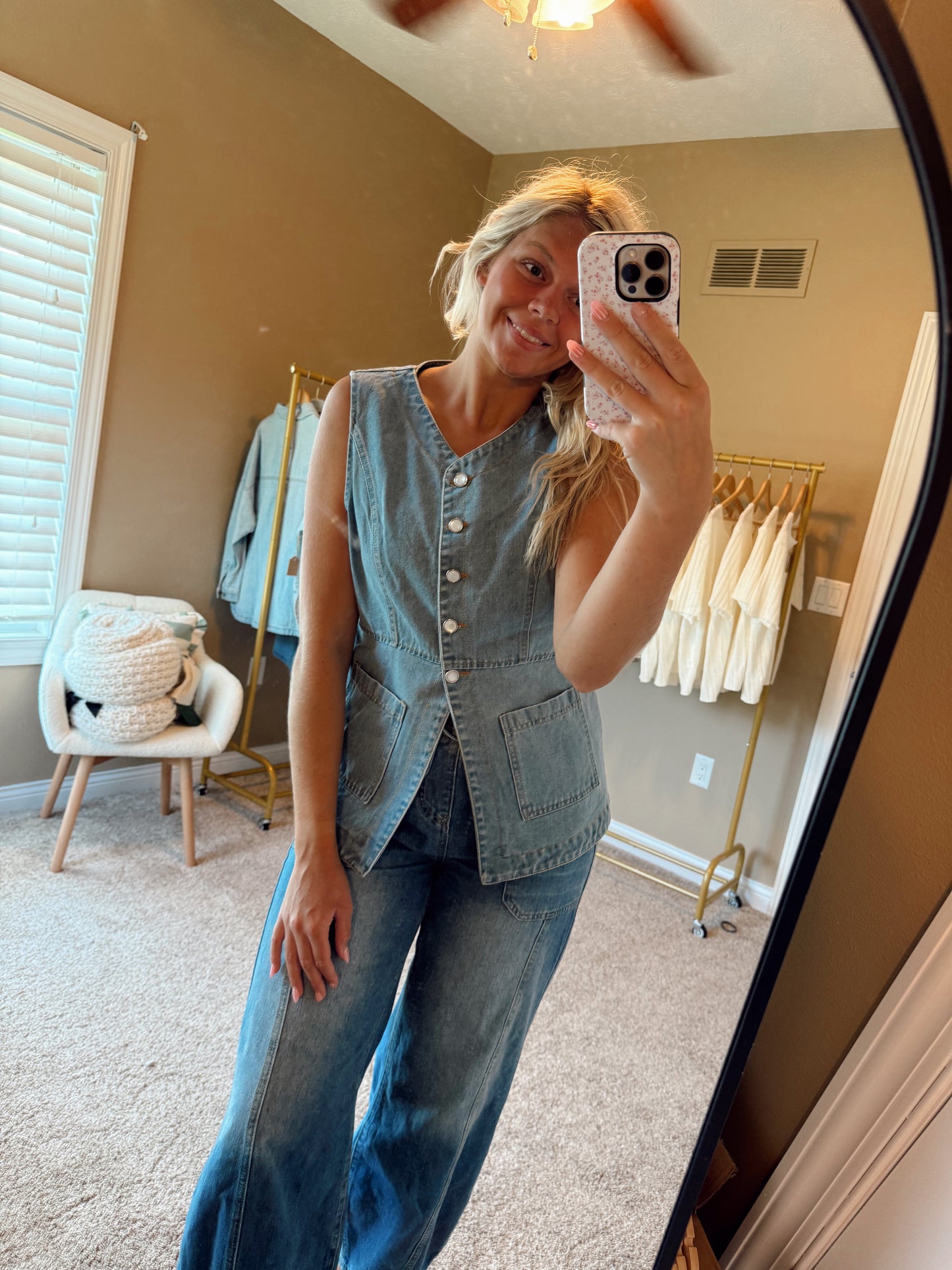 Button-Up Denim Vest